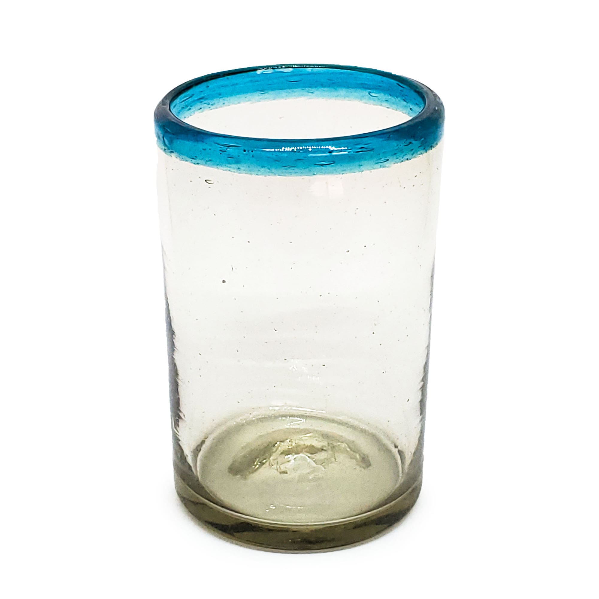 Aqua Blue Rim 14 oz Drinking Glasses (set of 6)